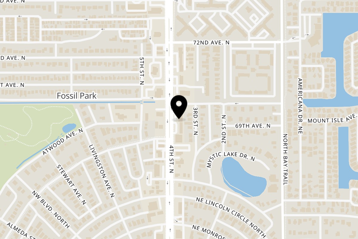 Map showing the location of Sodough Square St. Pete on 6925 4th Street North in St. Petersburg